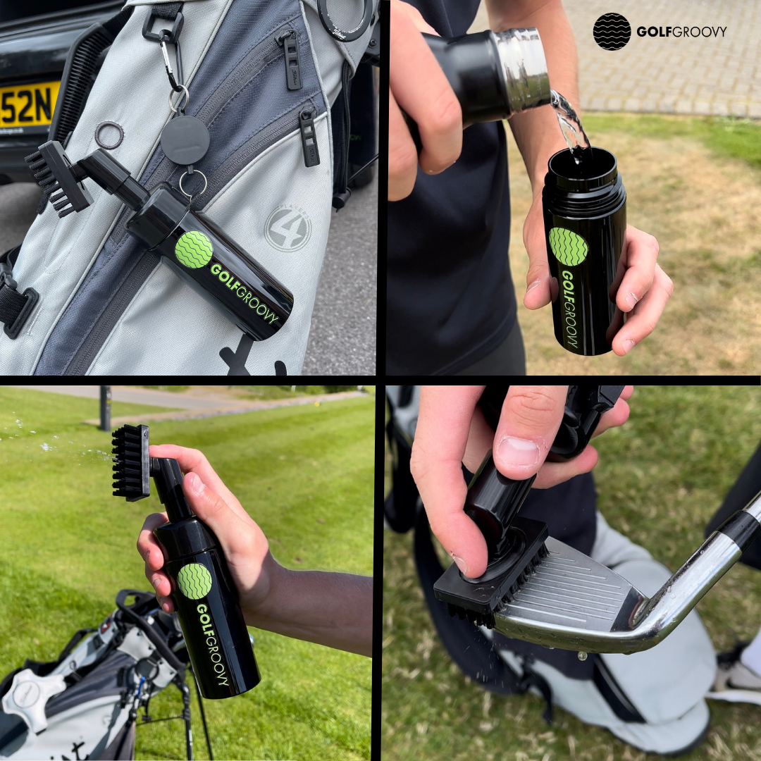 GOLF GROOVY Premium Golf Club Groove Cleaning Brush, Built in Water Spray, Magnetic Attachment, Portable Cleaner Tool, Golf Gift, 200 ml