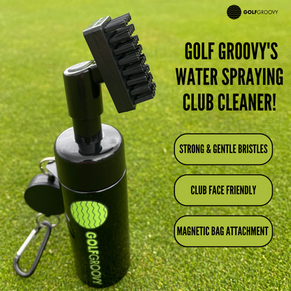 GOLF GROOVY Premium Golf Club Groove Cleaning Brush, Built in Water Spray, Magnetic Attachment, Portable Cleaner Tool, Golf Gift, 200 ml